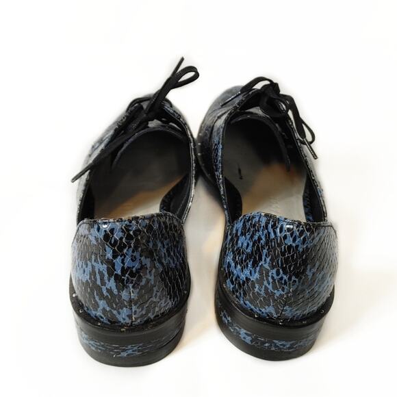Freda Salvador Wit D'orsay Blue Leather Croc Embossed Lace Up Oxford Sz 5.5 - Picture 8 of 13